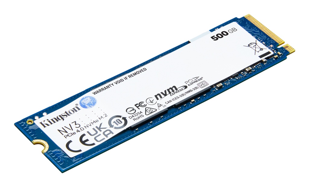Kingston NV3 SSD 500 GB internal M.2 2280 PCIe 4.0 x4 (NVMe) PCIe 4.0/5000 MB/s read SSDs