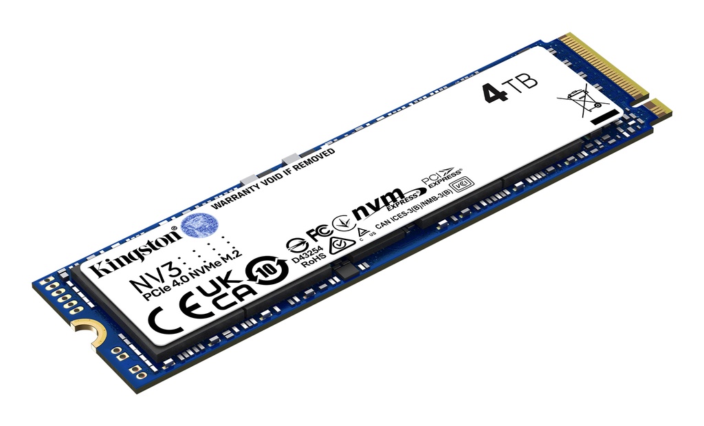 Kingston NV3 SSD 4 TB internal M.2 2280 PCIe 4.0 x4 (NVMe) M.2 2280/6000 MB/s read SSDs