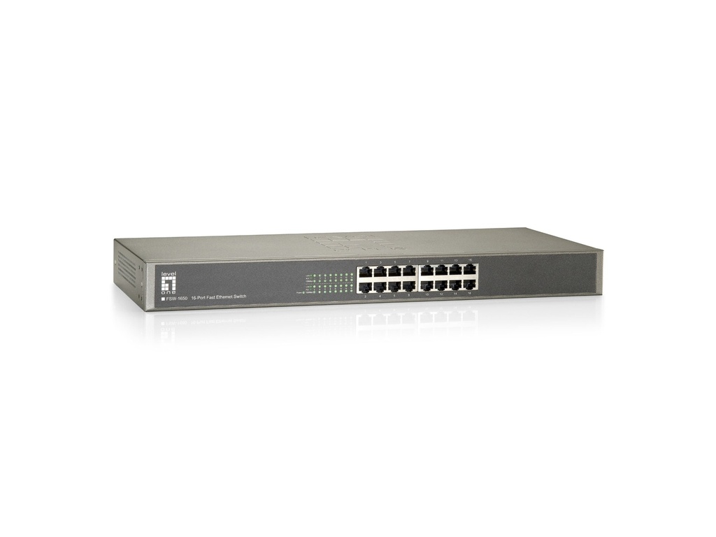 [1035897000] LevelOne 16-Port Fast Ethernet Switch Unmanaged Fast Ethernet (10/100) Full duplex Rack mounting Network Equipment