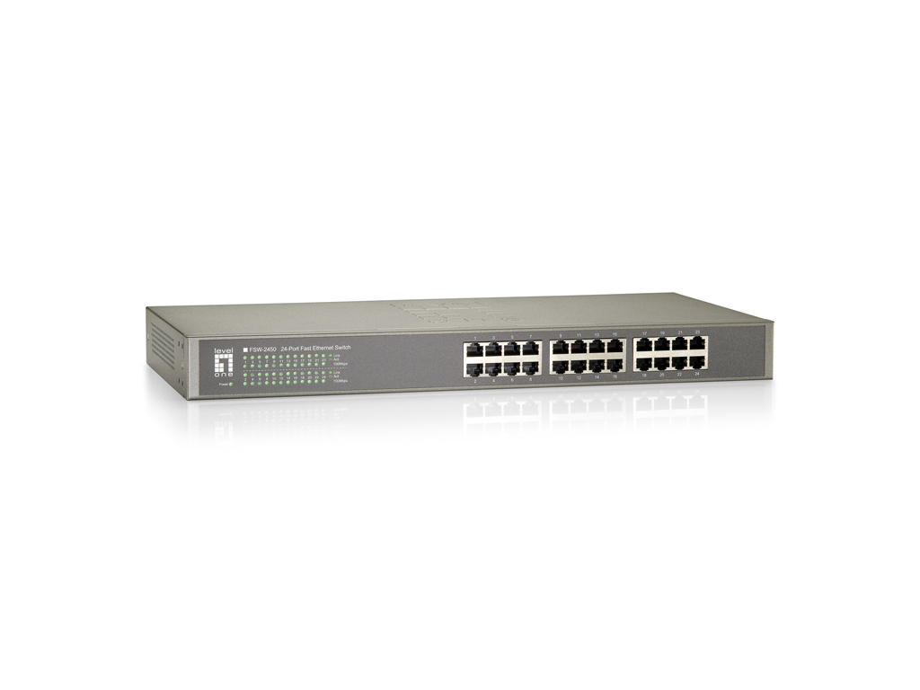LevelOne 24-Port Fast Ethernet Switch Unmanaged Fast Ethernet (10/100) Full duplex Rack mounting Network Equipment