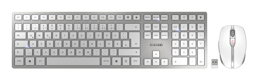 Cherry DW 9100 SLIM Wireless RF + Bluetooth QWERTZ Silver Keyboard Keyboards, Mice & Input Devices JD-9100DE-1