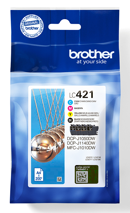 [11386845000] Brother Black Cyan Magenta Yellow 1 PC(s) 200 pages Multi Original Ink Cartridges LC421VAL