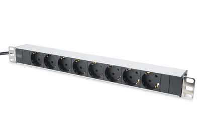 [1199497000] DIGITUS Multiple socket outlet with aluminum profile, 8-way socket outlet with earthing contact, 2 m supply cable with earthing contact plug Power Accessories