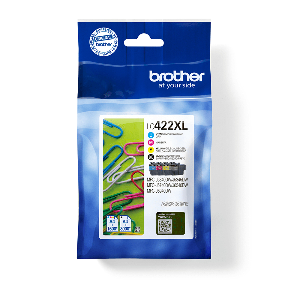 Brother LC-422XLVAL Ink Cartridge Original Black, cyan, magenta, Yellow Cartridges LC422XLVAL