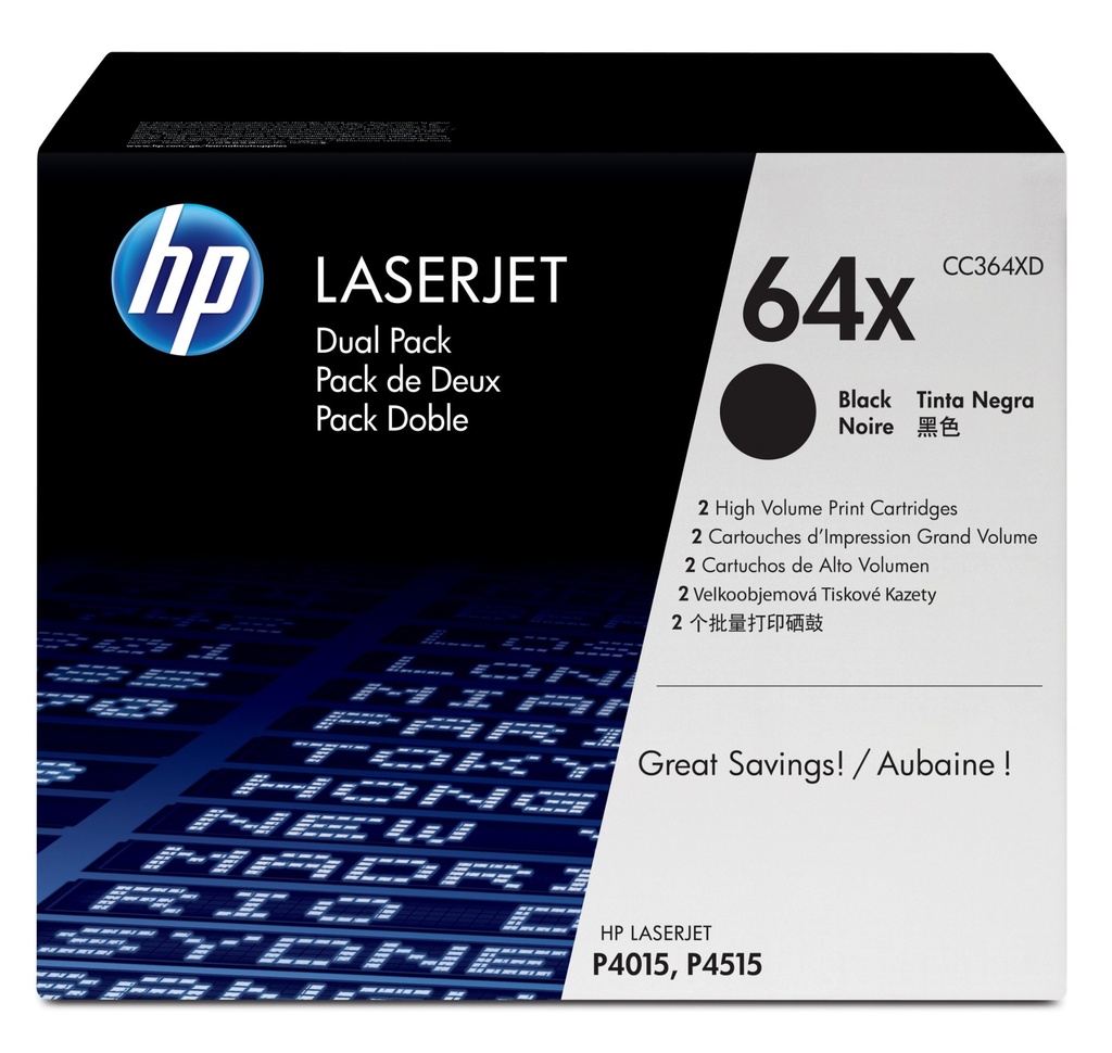 HP 64X Black Laser CC364XD Toner Cartridges