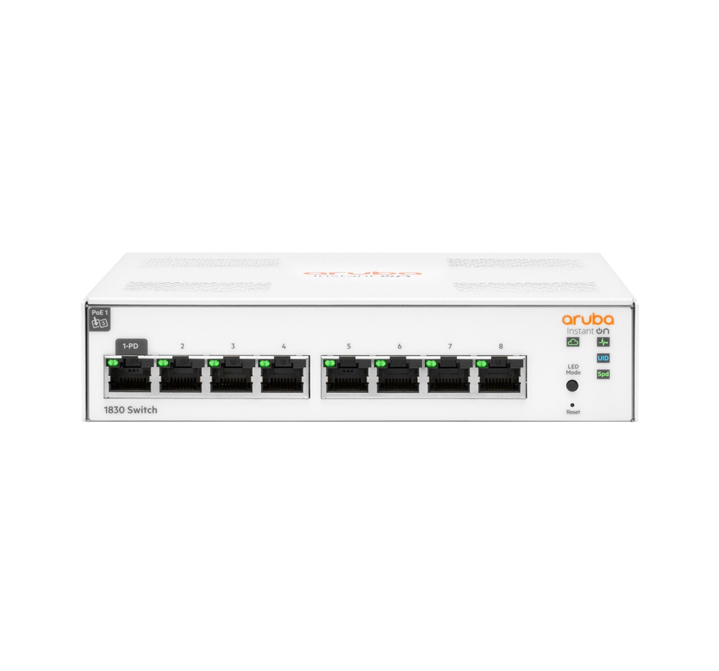 HPE network Aruba Instant On 1830 8G Managed L2 Gigabit Ethernet (10/100/1000) Full duplex Rack mounting Network Equipment