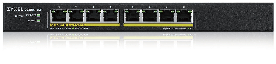 ZyXEL GS1915-8EP Managed L2 Gigabit Ethernet (10/100/1000) Full duplex Power over Switch Network Equipment GS1915-8EP-EU0101F