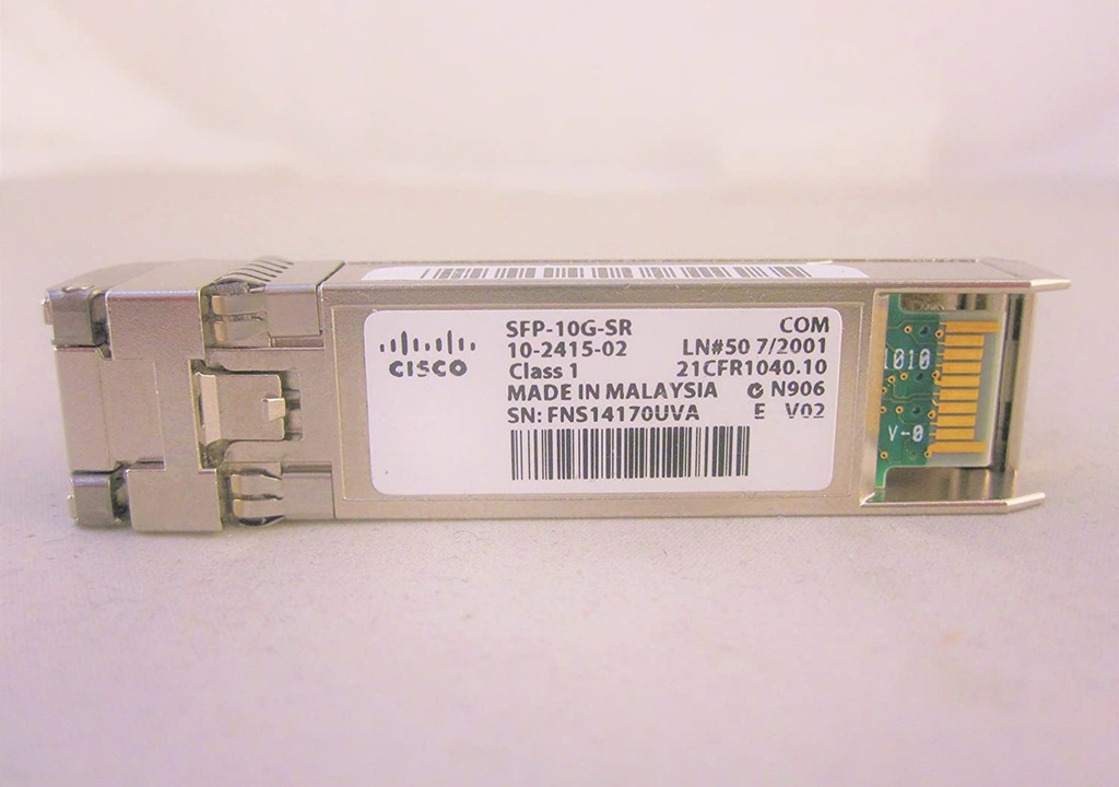 [1311641000] Cisco 10GBASE-SR SFP Module for 10-Gigabit Ethernet Deployments Hot Swappable 5-Year Transceiver 24 Network Equipment SFP-10G-SR=