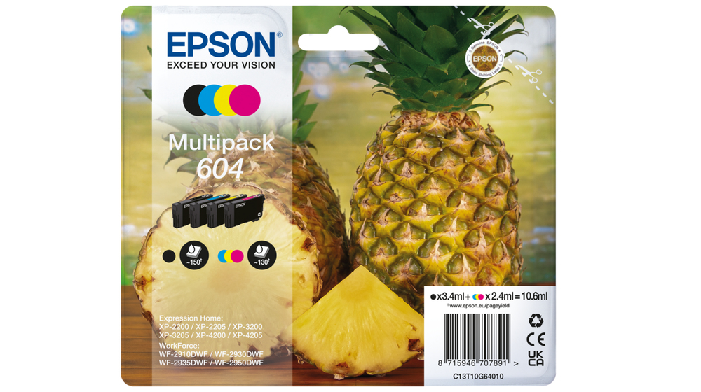 Epson 604 Standard Yield Black Cyan Magenta Yellow 3.4 ml 2.4 ml 4 PC(s) Multi pack Ink Cartridges
