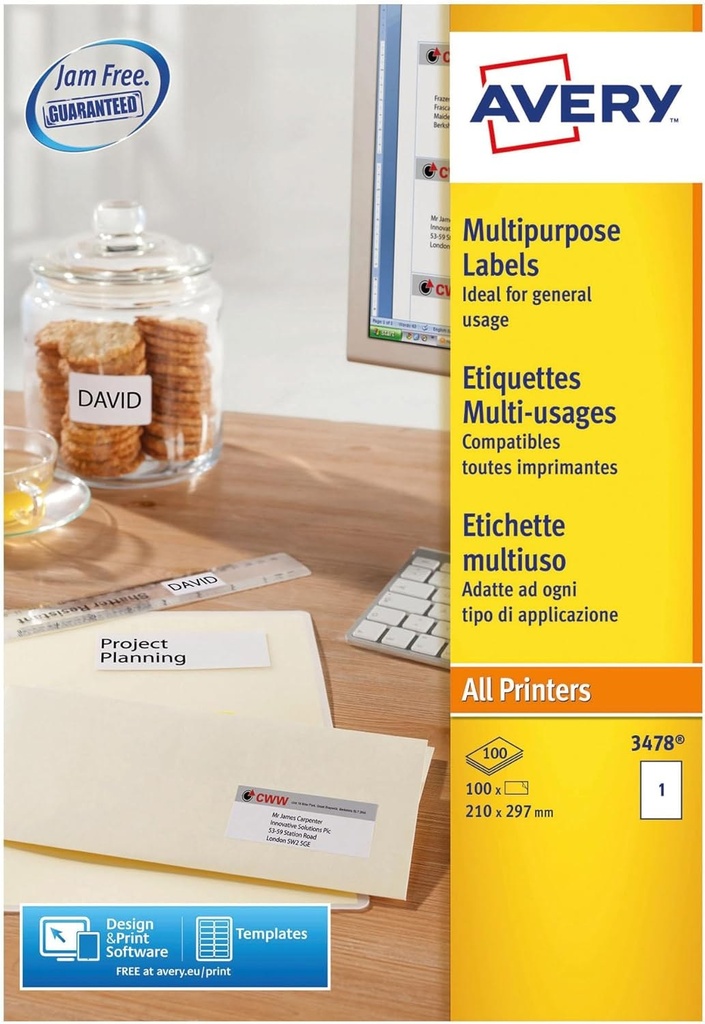 Avery Zweckform labels 3478 weiss Labels A4 Printer Media