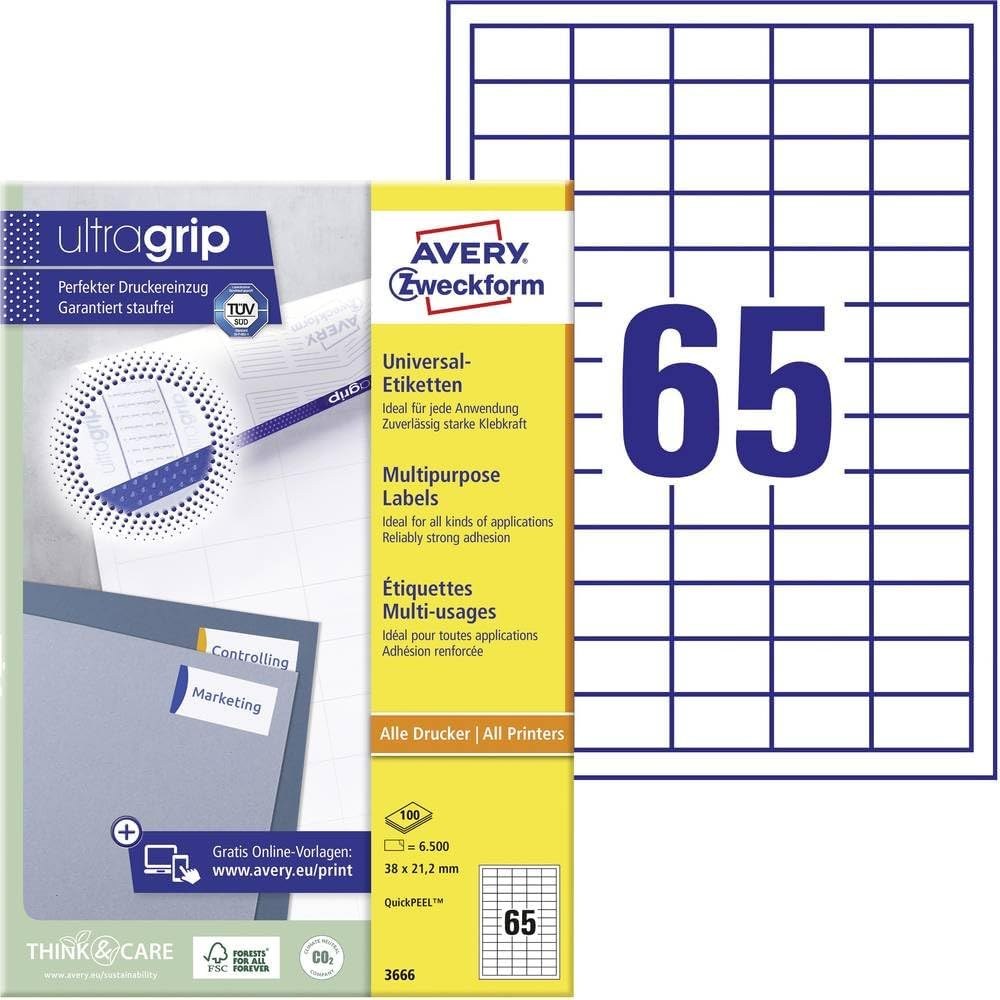 [146181000] Avery Zweckform labels 3666 weiss Labels A4 Printer Media