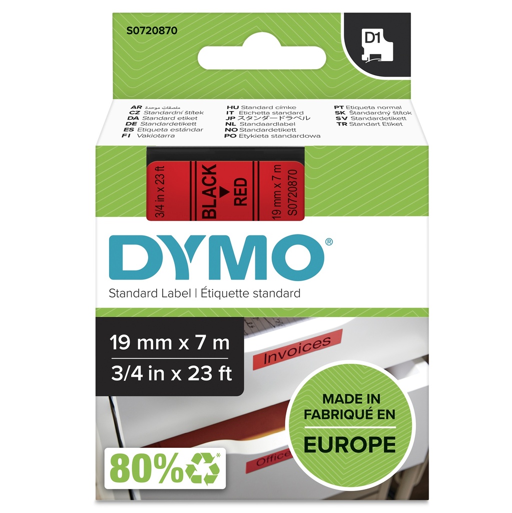 [146531000] Dymo label tape D1 S0720870 Black auf red 1 St. Printer Media