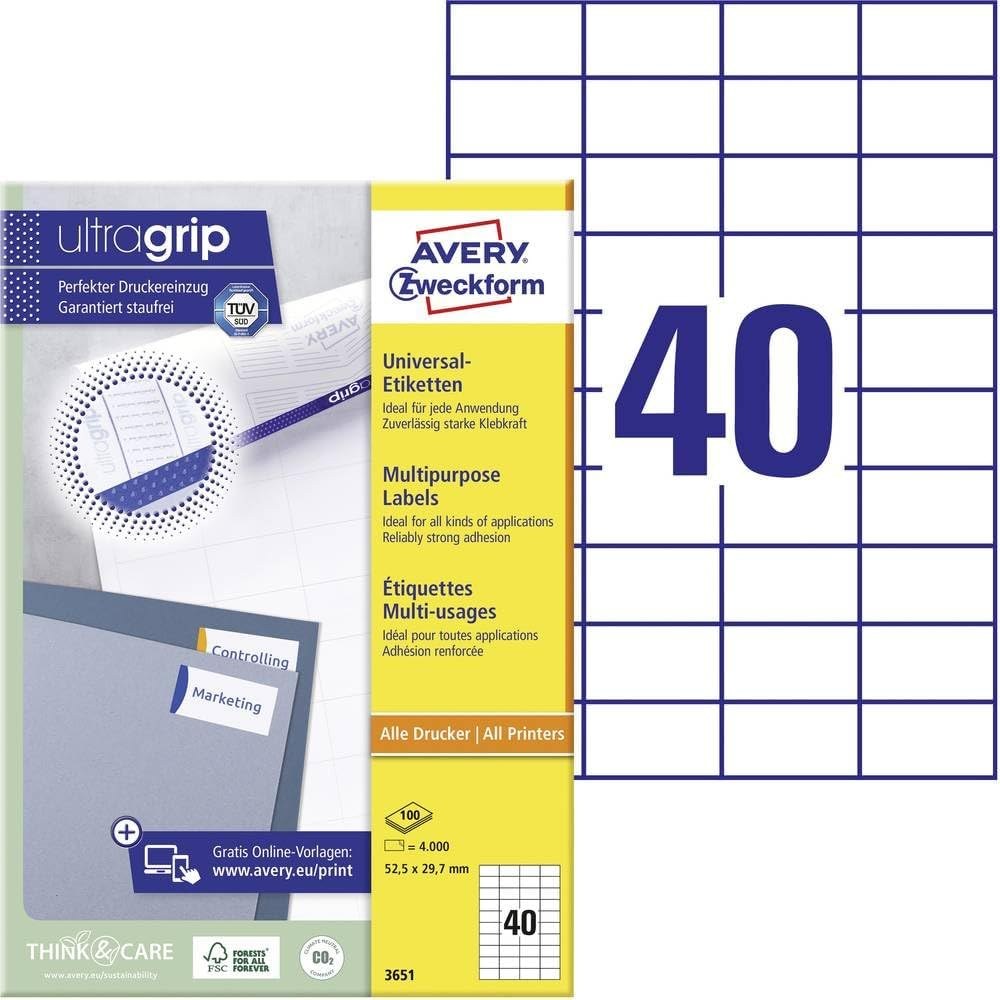 [146936000] Avery Zweckform labels 3651 weiss Labels A4 Printer Media