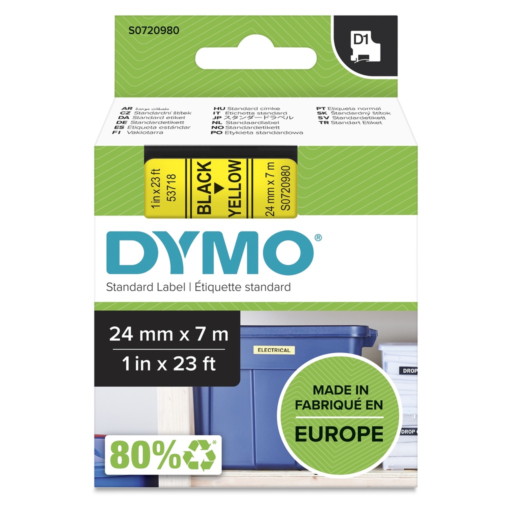 [147865000] Dymo label tape D1 53718 S0720980 Black auf yellow 1 St. Labels Printer Media