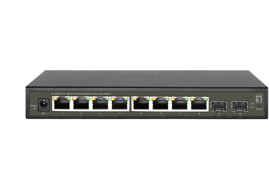 LevelOne Hilbert 10-Port Gigabit Smart Lite Switch 8 x Gigabit RJ45 2 x Gigabit SFP Managed L2 Gigabit Ethernet (10/100/1000) Full duplex Network Equipment