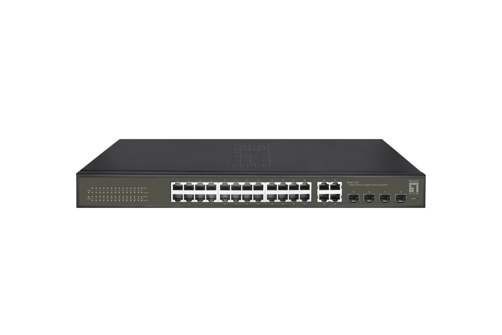 LevelOne Hilbert 28-Port Gigabit Smart Lite Switch 24 x Gigabit RJ45 4 x Gigabit SFP/RJ45 Combo Managed L2 Gigabit Ethernet (10/100/1000) Full duplex Rack mounting Network Equipment