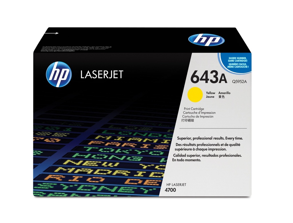 [152907000] HP Color LaserJet 643 A Toner Cartridge Original Yellow 10000 pages Cartridges Q5952A