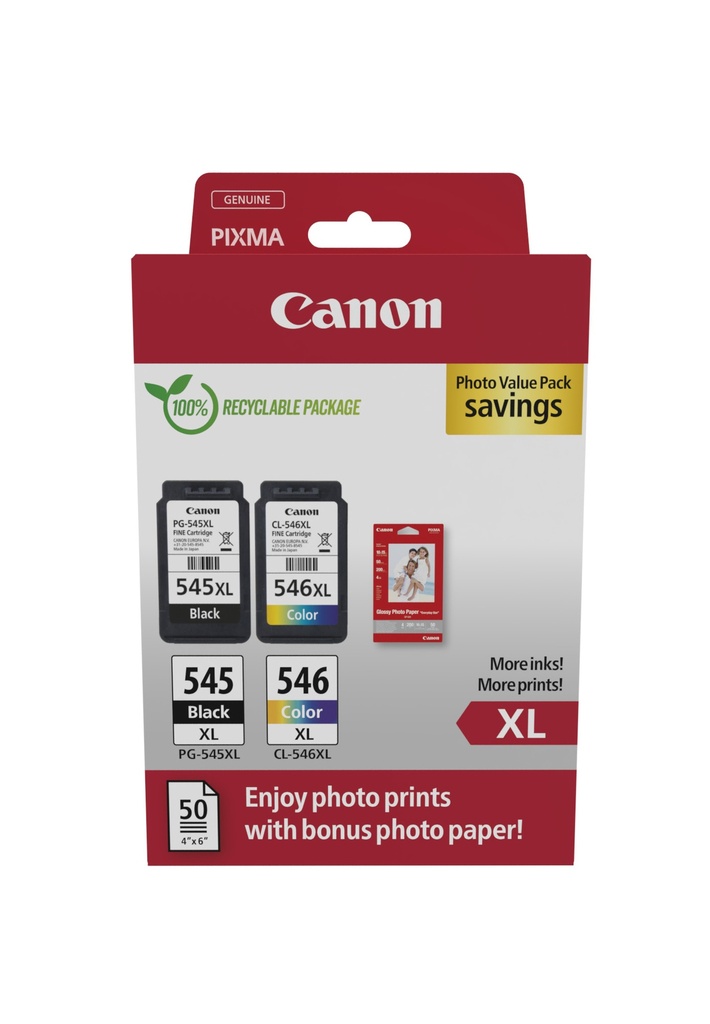 [15972836000] Canon 8286B011 Black Cyan Magenta Yellow 2 PC(s) Photo value pack Original
