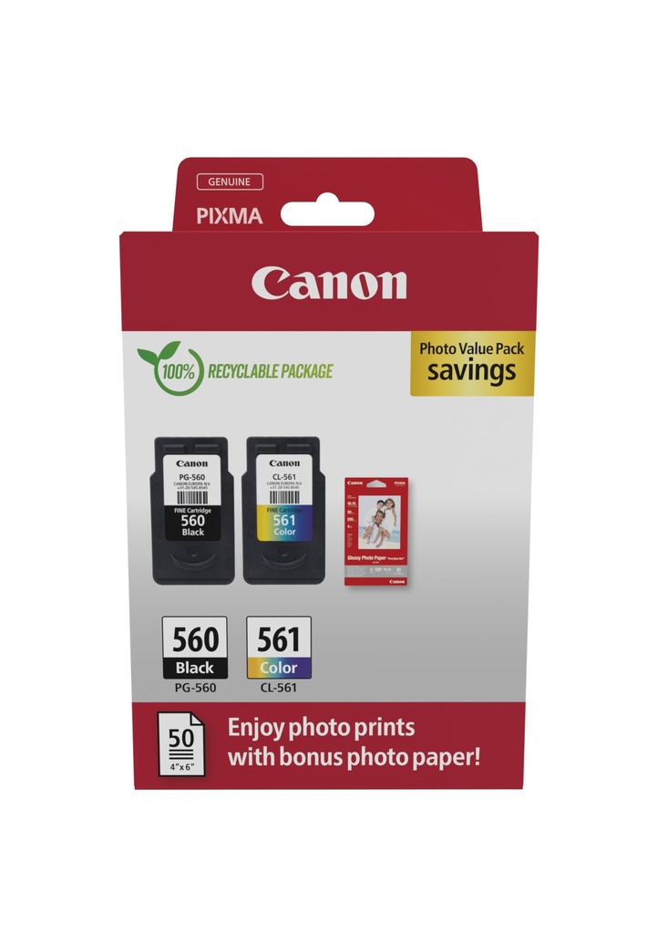 [15972884000] Canon 3713C008 Black Cyan Magenta Yellow 2 PC(s) Photo value pack Original