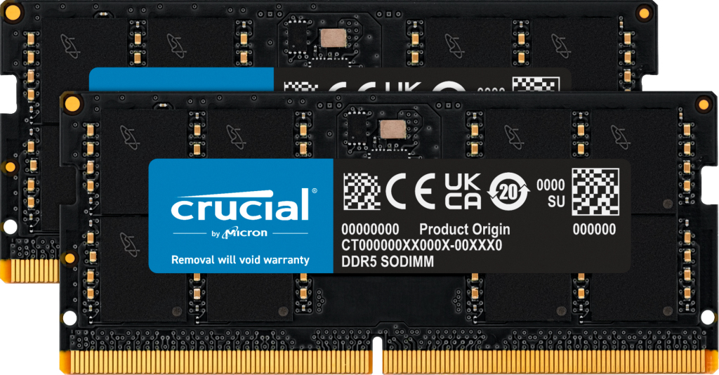 Crucial CT2K32G56C46S5 64 GB 2 x 32 GB DDR 5 5600 MHz 262-pin SO-DIMM Memory Modules