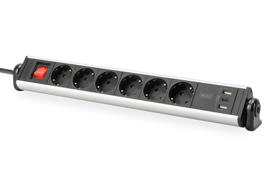 DIGITUS 6-way office power strip with 3x USB ports Power Accessories