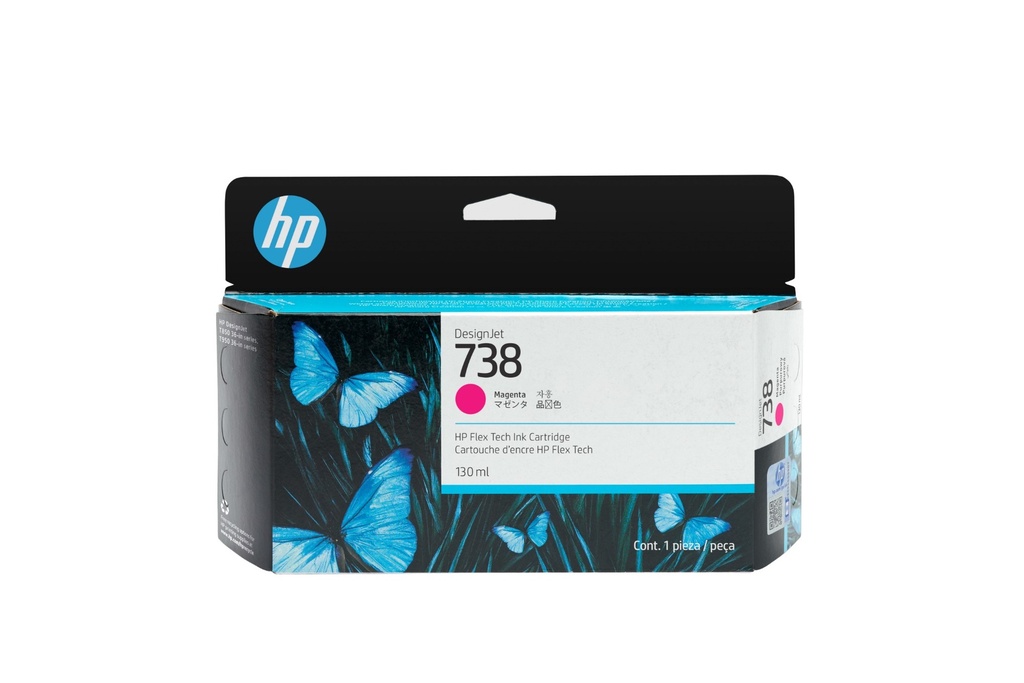 HP 738 130-ml Magenta DesignJet Ink Cartridge HP DesignJet T850 T950 printers Thermal inkjet Magenta Singapore 202 mm 129 mm Ink Cartridges