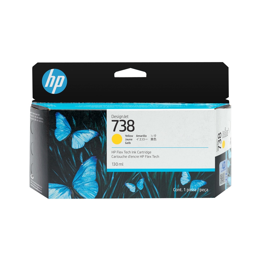 HP 738 130-ml Yellow DesignJet Ink Cartridge T850 T950 Original Cartridges 498N7A
