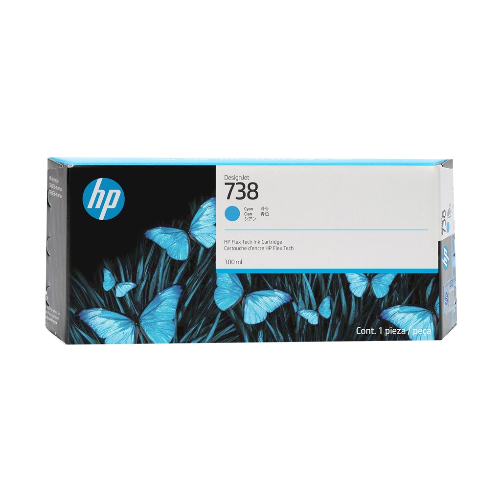 HP 738 300-ml Cyan DesignJet Ink Cartridge HP DesignJet T850 T950 printers Thermal inkjet Cyan Singapore 283 mm 41 mm Ink Cartridges