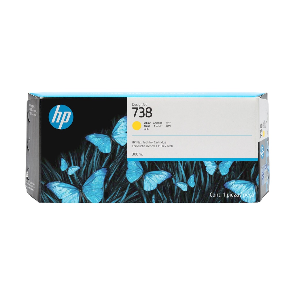 [16672504000] HP 738 300-ml Yellow DesignJet Ink Cartridge T850 T950 Original Cartridges 676M8A