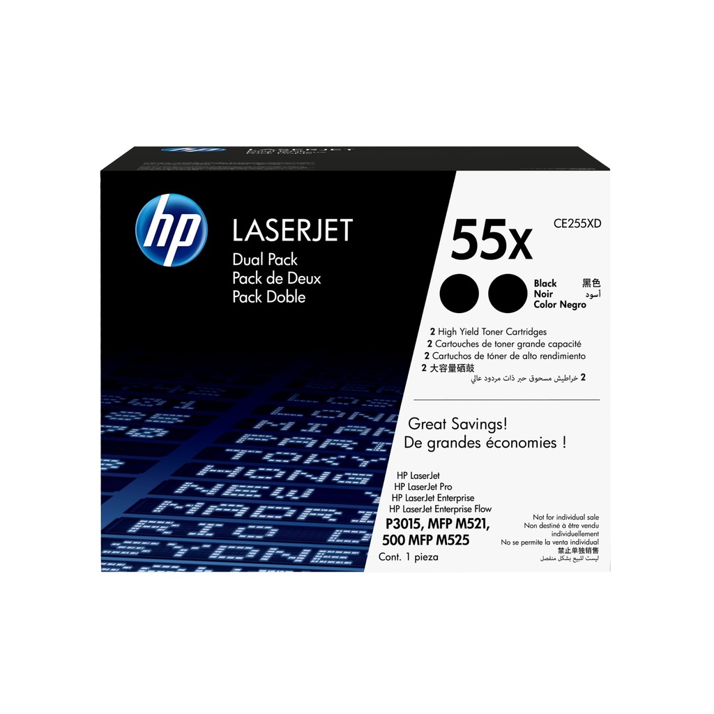 HP Toner CE 255 XD double pack Black No. 55 x Original Toner Cartridge Toner Cartridges