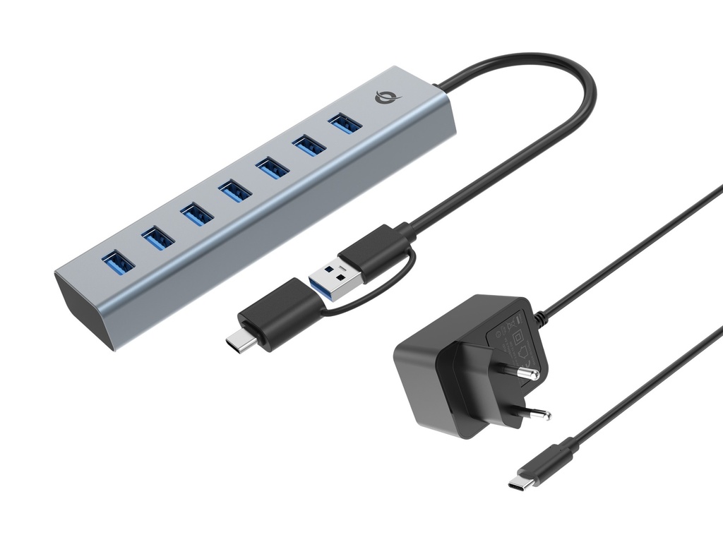 [19016146000] Conceptronic USB 3.0 Hub with Power Adapter 5 GBps USB-a x 7 USB Hubs