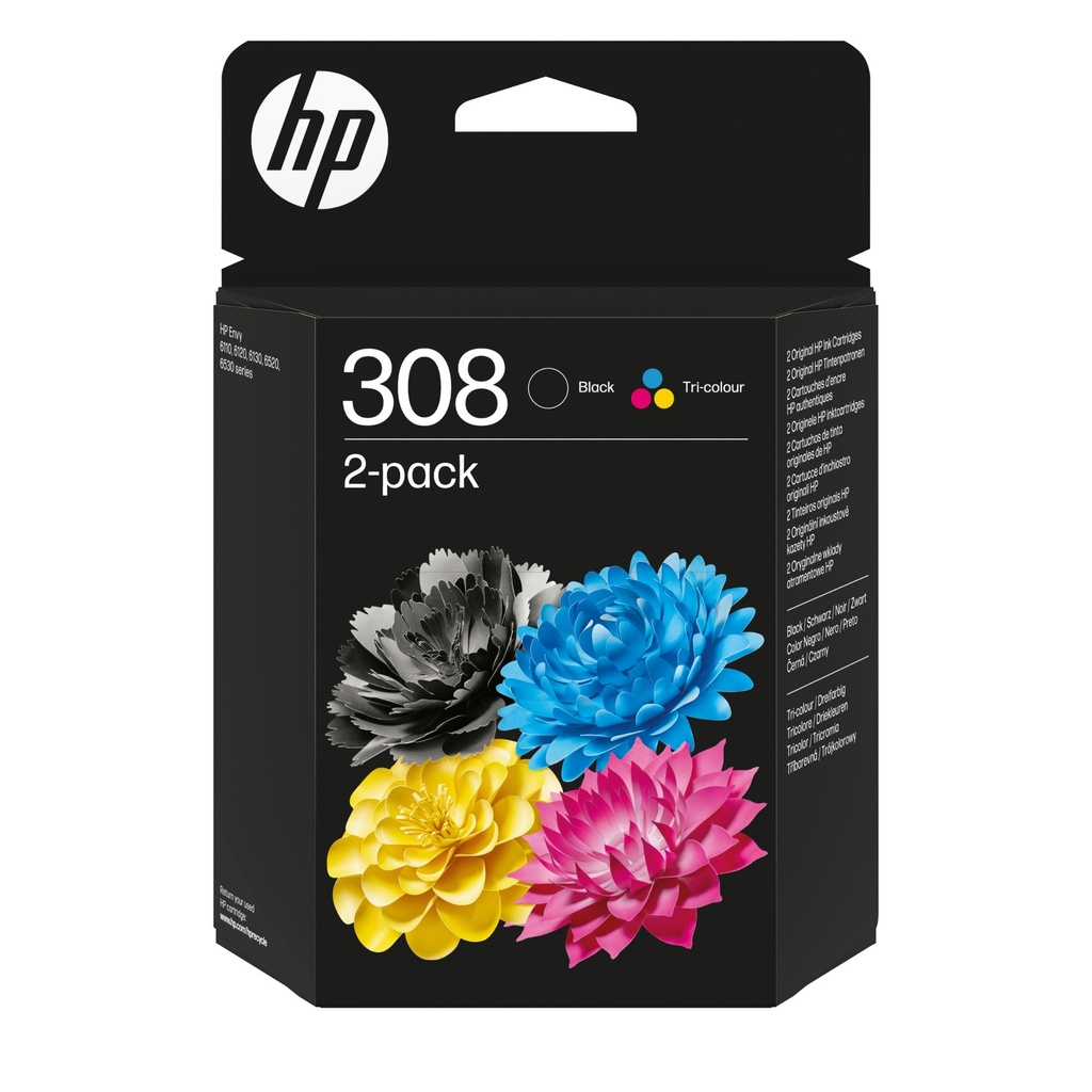 HP 308 Pack Black/Cyan/Magenta/yellow Original Ink Cartridge Cartridges 6L6S6UE