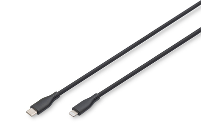 DIGITUS Lightning silicone connection cable, USB-C Lightning, 1 m, black Cables & Adapters