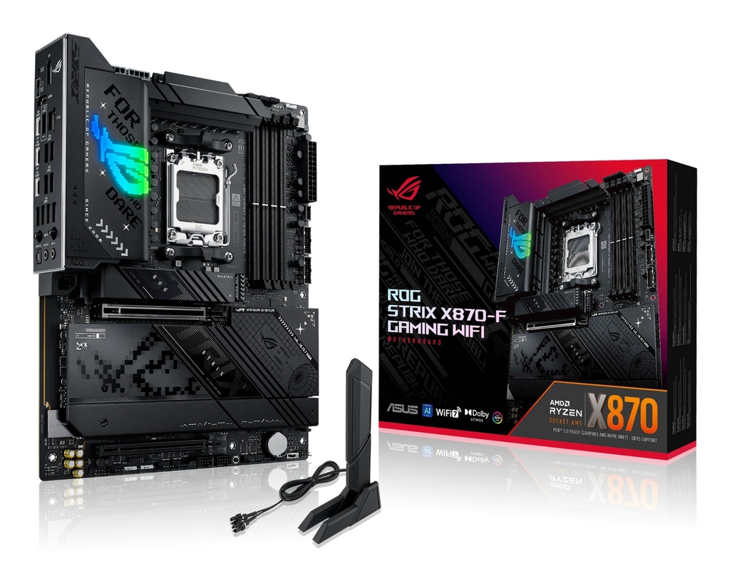 ASUS ROG STRIX X870-F GAMING wi-fi, AMD, Socket AM5, AMD Ryzen 7000 Series, AMD Ryzen 8000 Series, AMD Ryzen 9000 Series, DDR 5-SDRAM, 192 GB, DIMM Motherboard AMD Socket AM5 (Ryzen Zen4 Motherboards