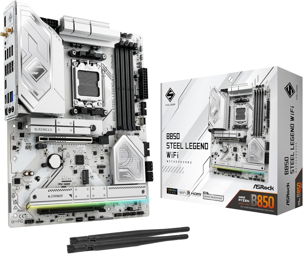 [20054389000] ASRock B850 Steel Legend Wi-Fi Am5 D Motherboard AMD Socket AM5 (Ryzen Zen4 Motherboards