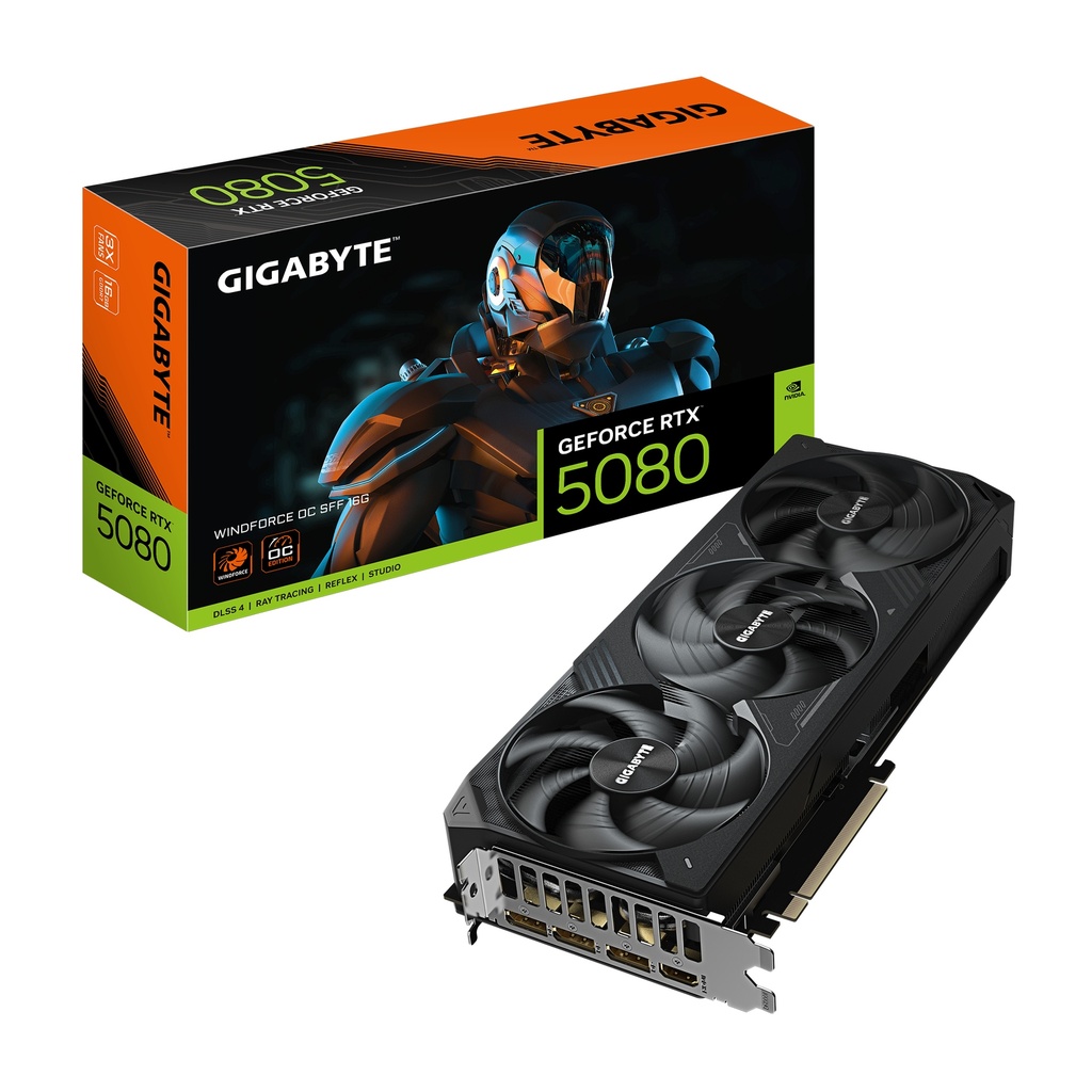 [20156454000] Gigabyte GeForce RTX 5080 Windforce OC SFF Graphics card PCI-Express Nvidia 5000 16 GB Cards GV-N5080WF3OC-16GD