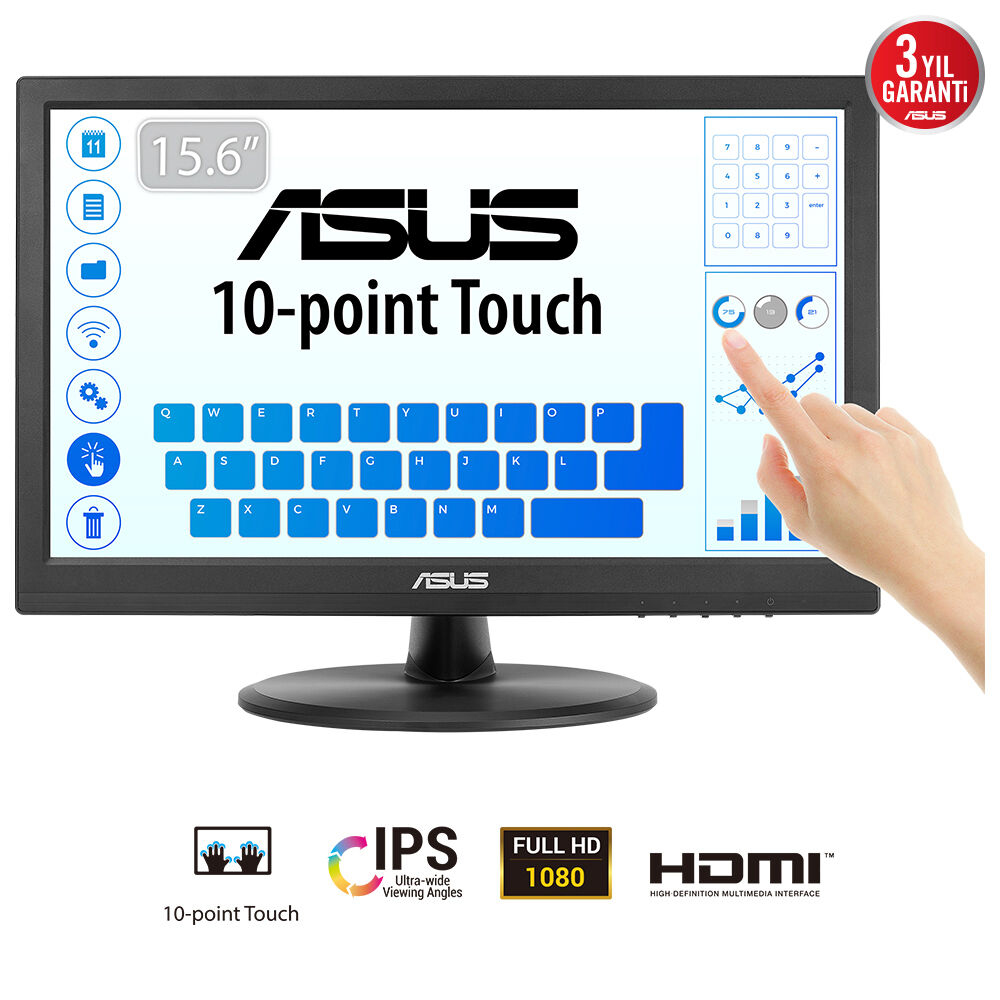 [20238514000] ASUS Vt169He Touch Monitor 16 inch Flat Screen 17 5 ms Monitors 90LM09V1-B01170
