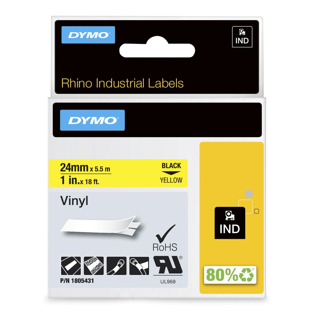 [2044319000] Dymo Rhino 6000+ Vinyl x Black auf yellow Printer Media