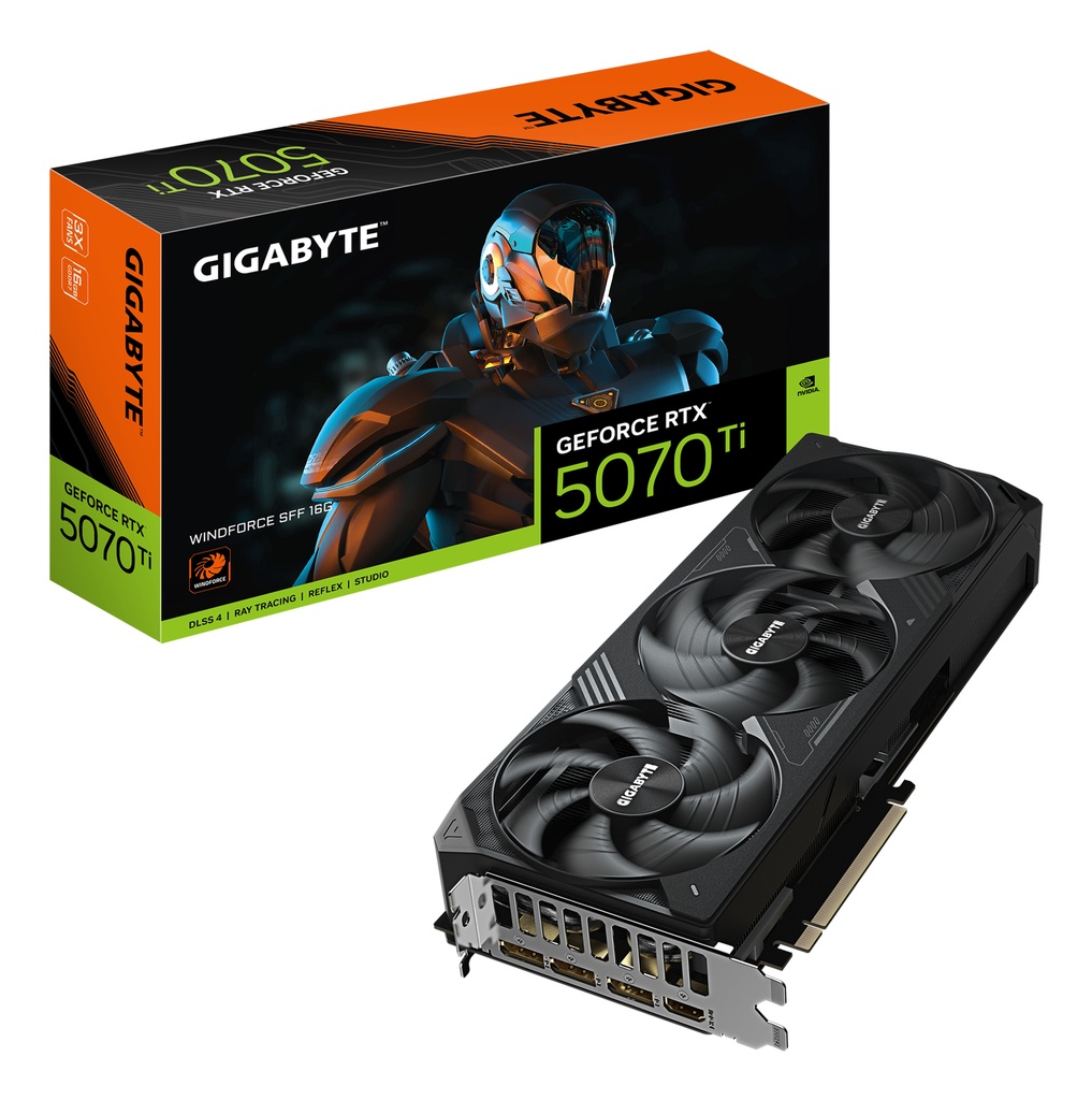 [20460358000] Gigabyte GeForce RTX 5070 Ti Windforce SFF 16G Graphics card PCI-Express Nvidia 5000 16 GB Cards GV-N507TWF3-16GD