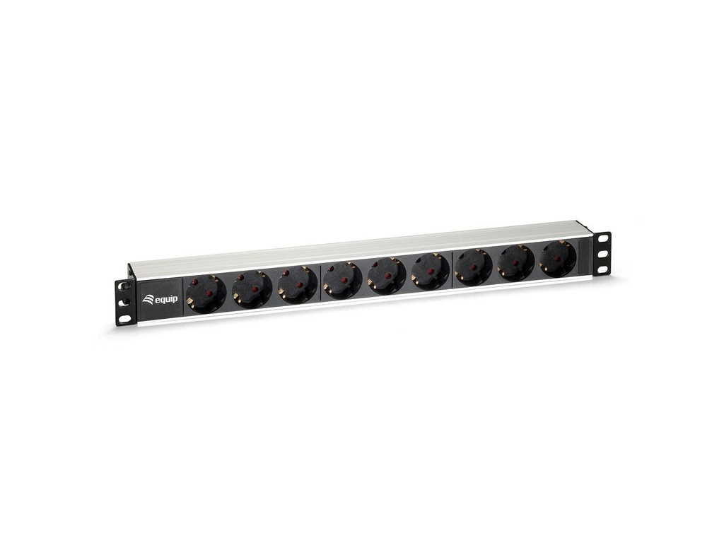 Equip 9-Outlet German Power Distribution Unit Aluminum Shell 1U Horizontal Strip 2 M Accessories 333292