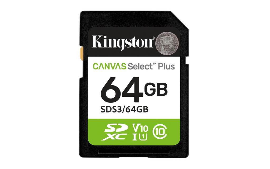 [21101610000] Kingston sdxc Canvas Select Plus Extended Capacity SD (SDXC) 64 GB Flash Memory SDS3/64GB