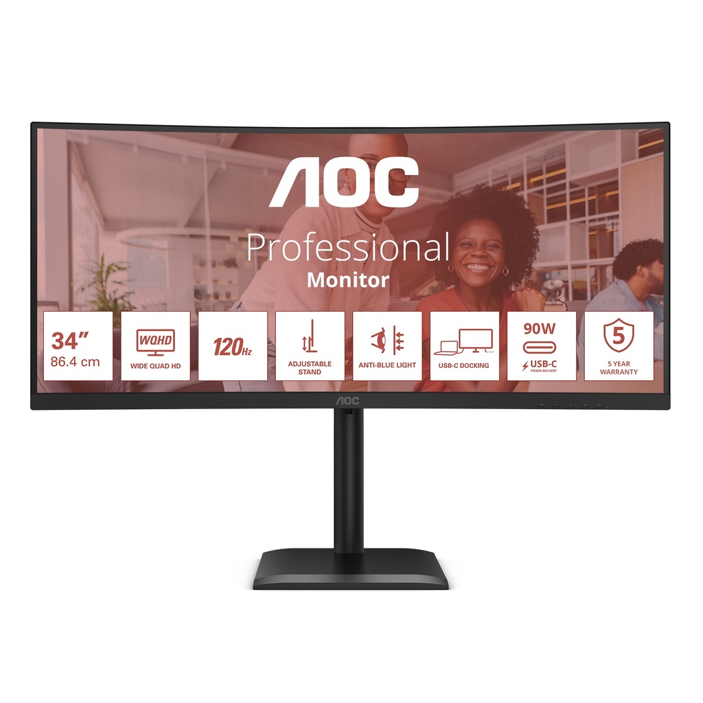 [21217049000] AOC E4 34 inch Flat Screen 32 1 ms Monitors CU34E4CV