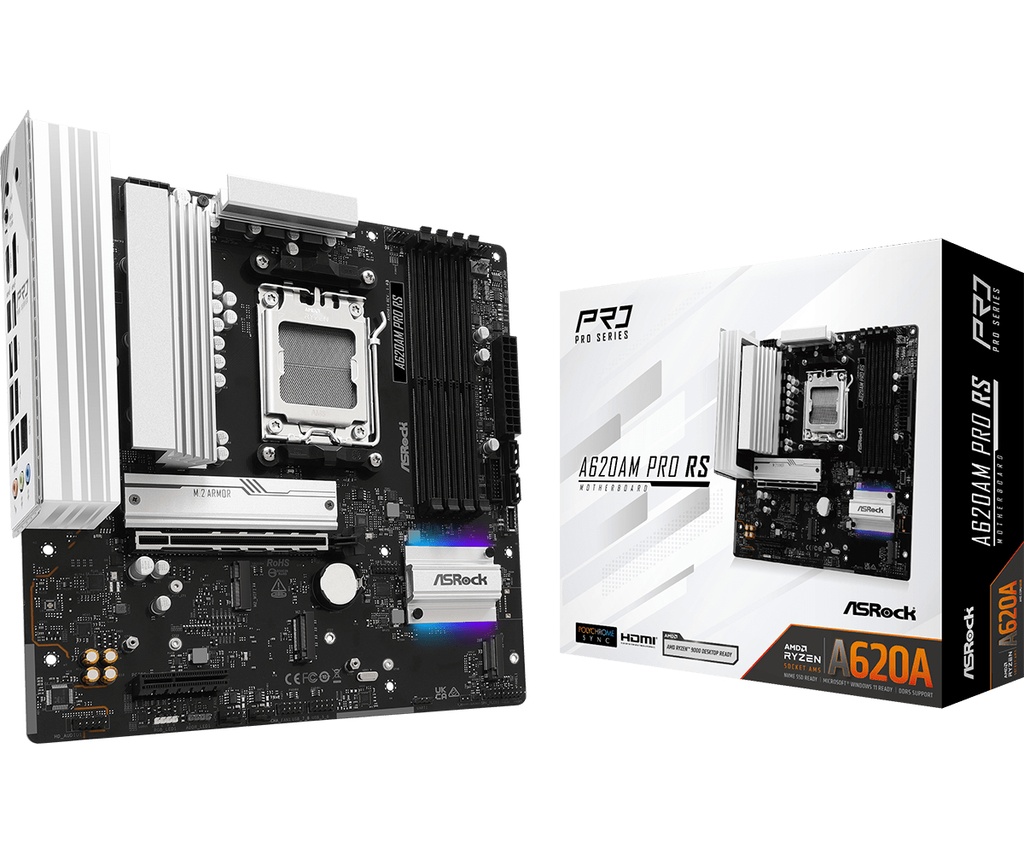 [21249874000] ASRock A620Am Pro Rs mATX Am5 90 MXBSV0 A0UAYZ Motherboard AMD Socket (Ryzen Zen4) Micro/Mini/Flex-ATX Motherboards 90-MXBSV0-A0UAYZ