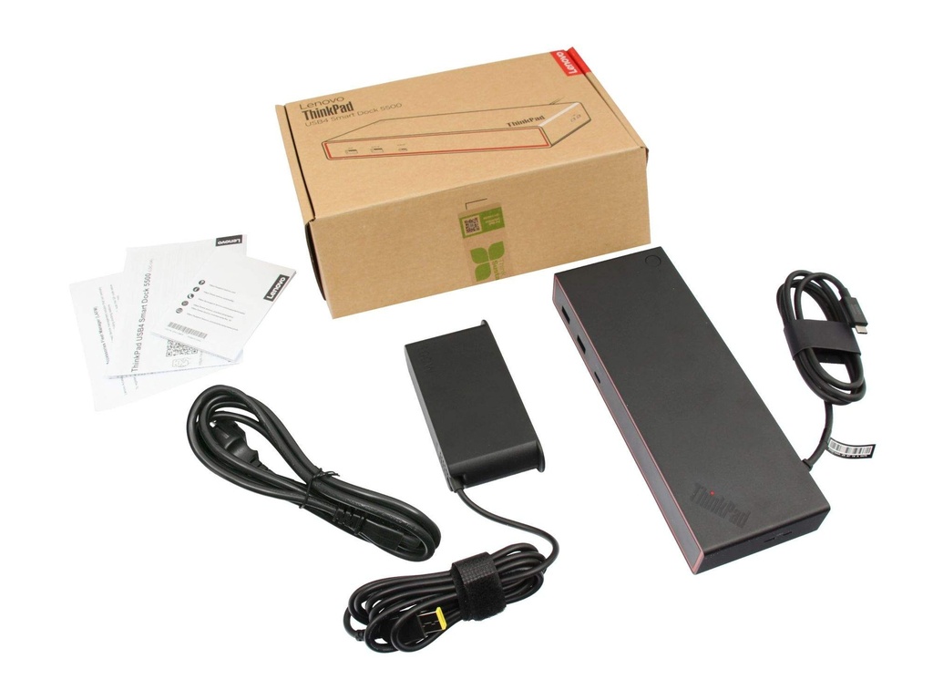 [21250062000] Lenovo D ThinkPad USB 4 Smart Dock 5500 Charging / Docking Station Black Laptop Accessories 40BC0100EU