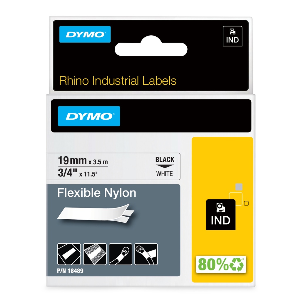 [2162358000] Dymo Rhino Band IND Nylon x Black auf white Printer Media