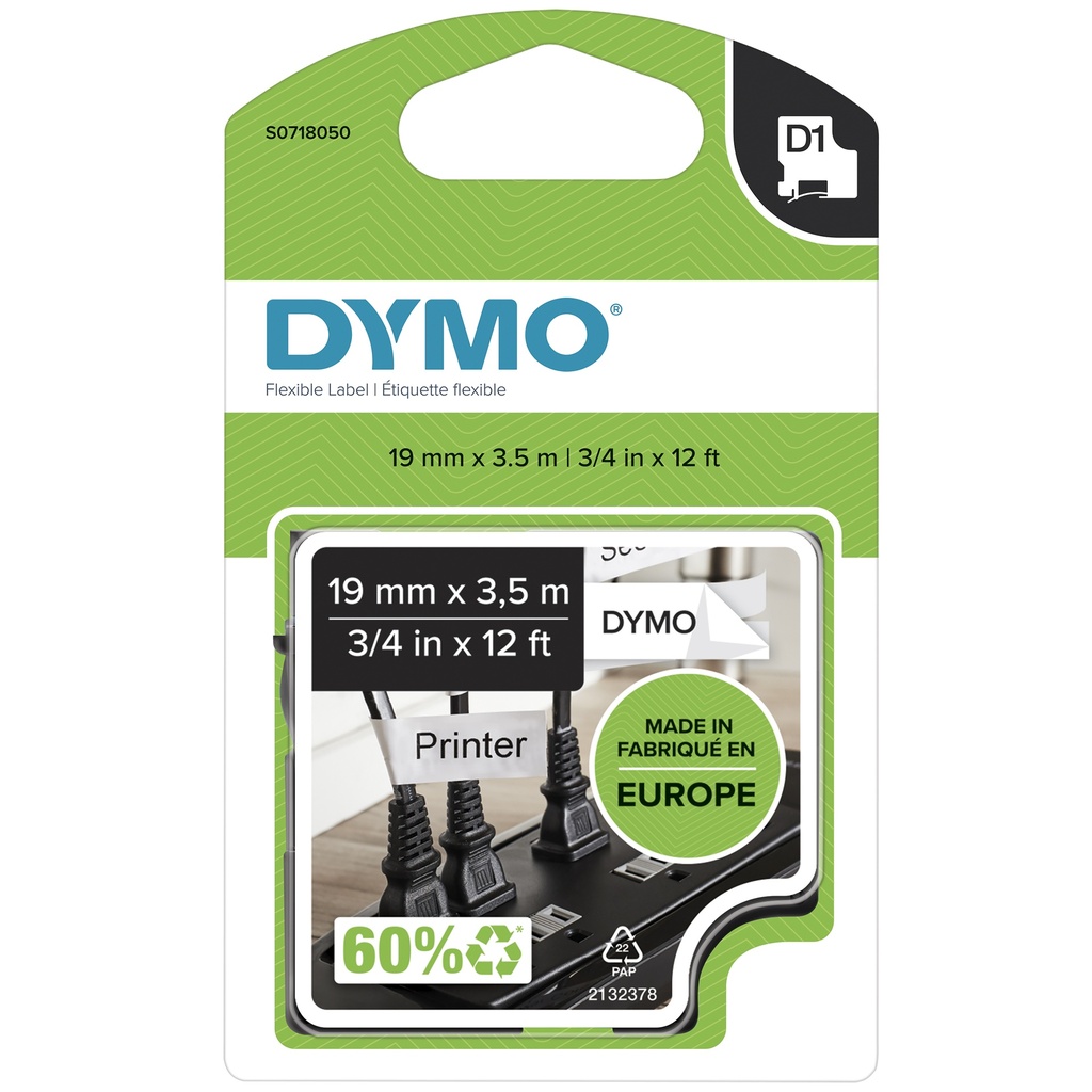 [2197436000] Dymo label tape D1 16958 S0718050 Black auf white 1 St. Labels Printer Media