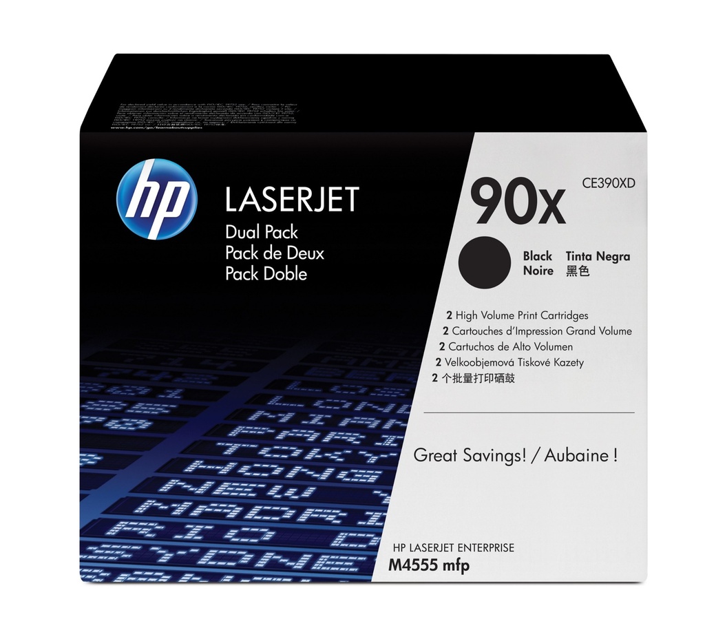 HP 90X 2-pack High Yield Black Original LaserJet Toner Cartridges 48000 CE390XD