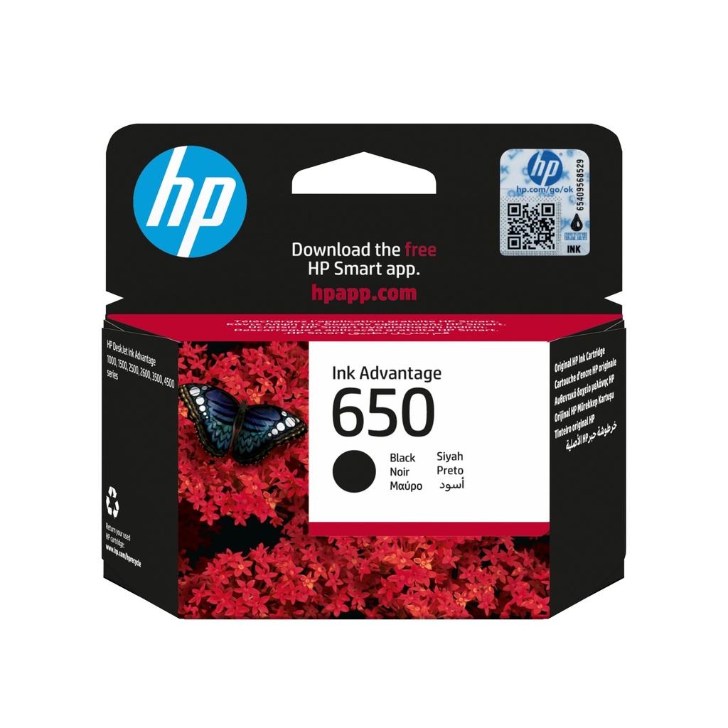 HP 650 Ink Cartridge Original Black 13.5 ml Ink Cartridges