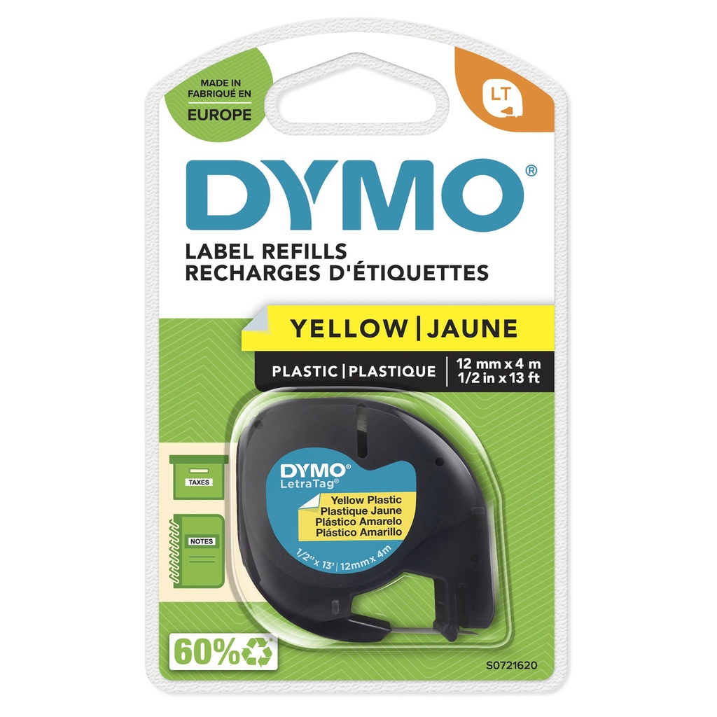 Dymo LetraTAG Kunststoff Black auf yellow Rolle x 1 n Band Labels Other Paper Size Printer Media S0721620
