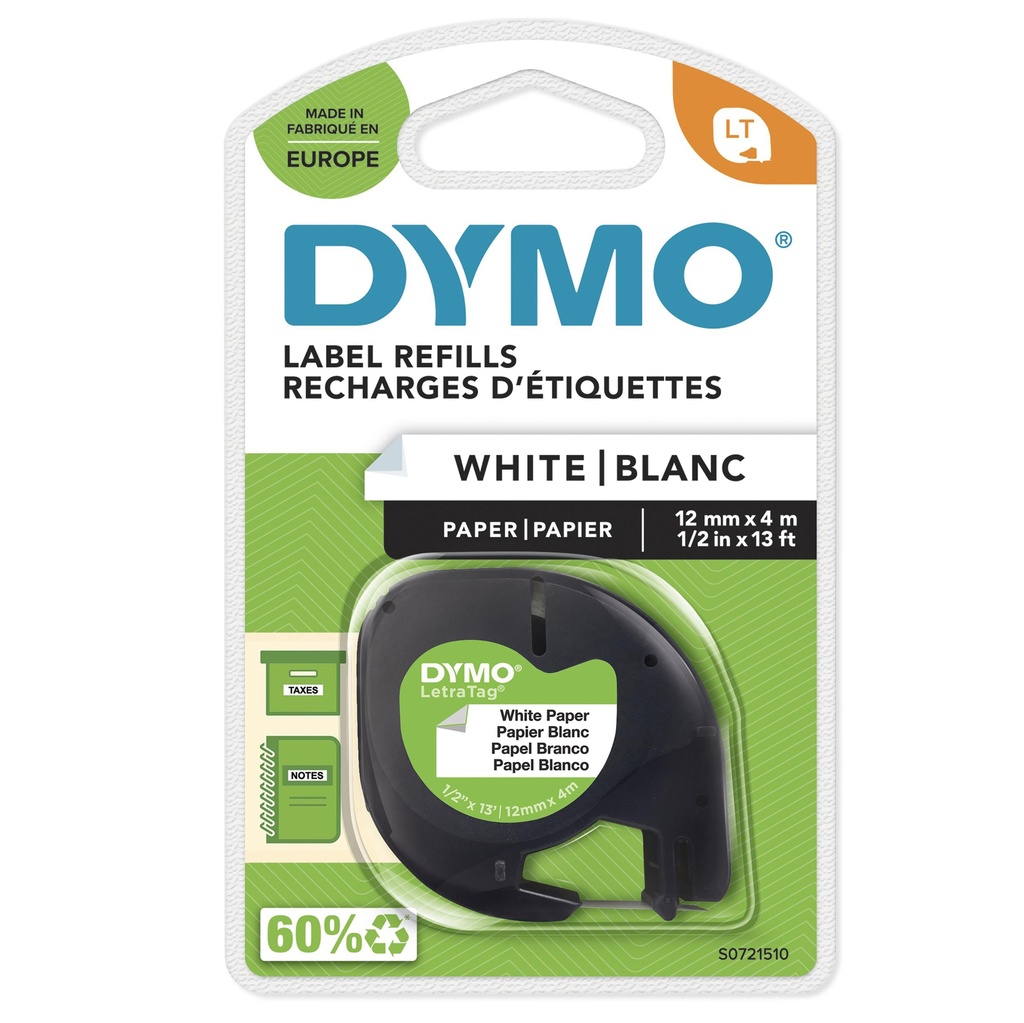 [2471226000] Dymo LetraTag Original Papier label tape Black auf white S0721510 Printer Media